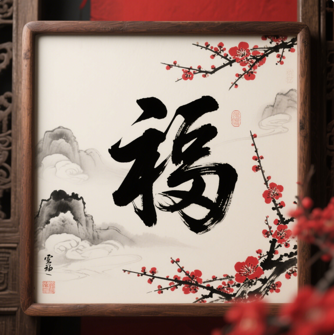 Classic Chinese Art/Calligraphy with Auspicious Characters